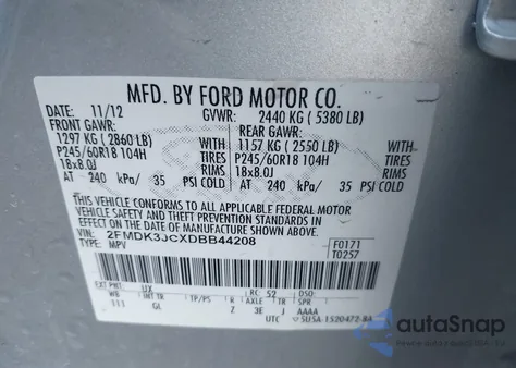 2013 Ford Edge Sel z USA, uszkodzony, nr VIN 2FMDK3JCXDBB44208